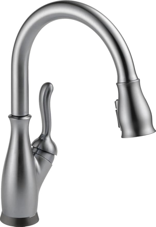 Delta Leland Brushed Nickel Touch Kitchen Faucet with Pull Down Sprayer, Traditional Single Hole Touch On Kitchen Sink Faucet, Single Handle, Arctic Stainless 9178T-AR-DST