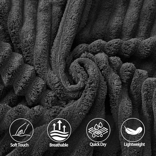 4 Piece Bath Towels, 30"x60" Microfiber Towels Set, Black
