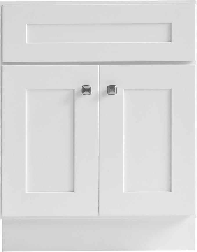 Design House Brookings Bathroom Vanity, 24", White | Adjustable Hinges, Freestanding, Contemporary/Modern, Wood, Bath, 586933