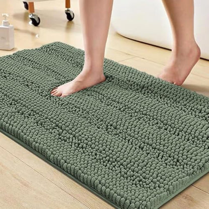 Turquoize Bathroom Rug 20"x32", Soft Absorbent Chenille Bath Rug, Green Bay