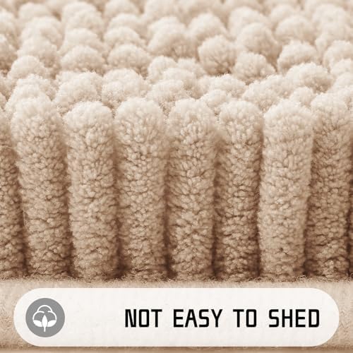 Yimobra Long Bathroom Rugs 44"x24", Extra Soft Non Slip Bath Mat for Tub, Super Absorbent Quick Dry Shaggy Rug Floor Carpet, Machine Washable,Beige