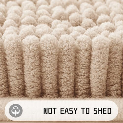 Yimobra Long Bathroom Rugs 44"x24", Extra Soft Non Slip Bath Mat for Tub, Super Absorbent Quick Dry Shaggy Rug Floor Carpet, Machine Washable,Beige