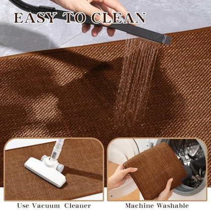 chakme Bathroom Rugs Mat 47x24, Ultra Thin Non Slip Bath Rug Large Quick Dry Absorbent Bath Mat for Bathroom, (Rust, 47"x24")
