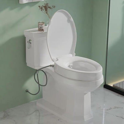 Bidet Toilet Seat Non Electric, Elongated Raised Toilet Bidet Seat with Dual Nozzles, Self Cleaning, Soft Close Lid, Rear and Feminine Washing for Seniors Adults