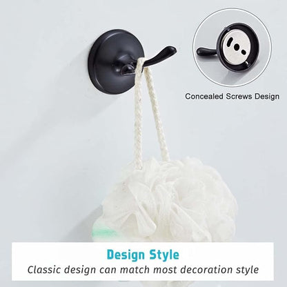 4 Piece Bathroom Accessory Set(Adjustable Towel Bar, Towel Ring, Toilet Paper Holder,Towel Robe Hook), Wall Mounted Bathroom Hardware Accessories Set,Oil Rubbed Bronze