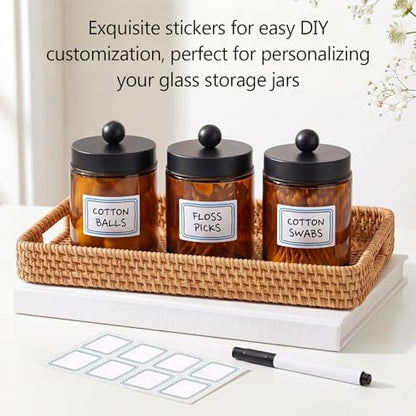 Accguan 6Pack Amber Apothecary Jars Bathroom Vanity Storage Organizer Set
