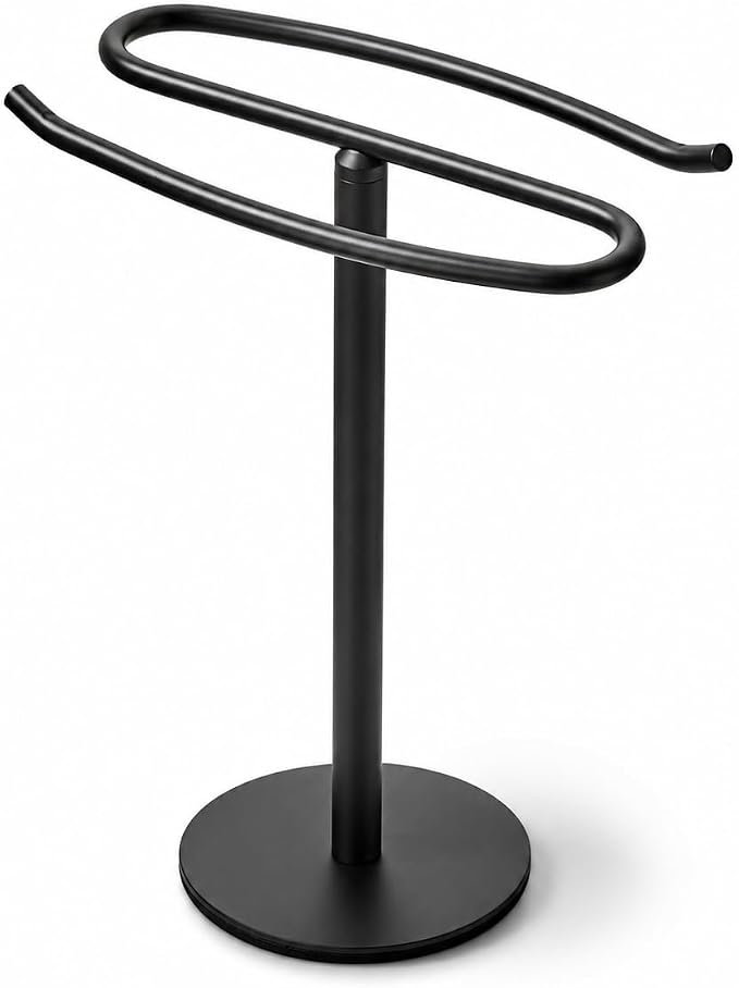 Matte Black Hand Towel Holder Stand,13 Inch Tall Free-Standing Towel Rack, SUS304 Stainless Steel Towel Bar Rack Stand, Tower Bar for Bathroom Kitchen Vanity Countertop…