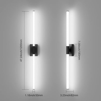 Ralbay 48inch Black Bathroom Vanity Lights Bar 36W Modern LED Matte Black Vanity Light Fixtures Over Mirror(5500K White Light)
