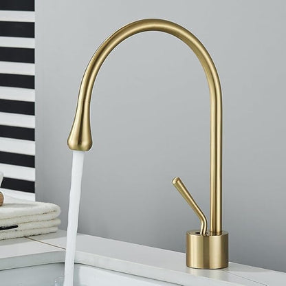 Brushed Gold Modern Basin Faucet Black Silver Faucet Deck Mounted 360 Rotation Basin Sink Tap Mixer Hot and Cold Brass Tap
