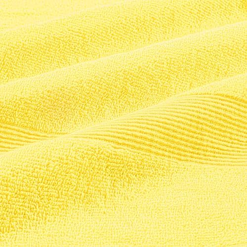 Belizzi Home 4 Pack Bath Towel Set 27x54, 100% Ring Spun Cotton, Ultra Soft Highly Absorbent Machine Washable Hotel Spa Quality Bath Towels for Bathroom, 4 Bath Towels - Lime Yellow