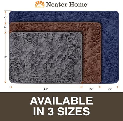 Neater Home Plush Bathroom Rugs 27x17 Thick Chenille Quick Dry Microfiber Absorbent Bath Mat, Soft Bath Rugs, Machine Washable Bathroom Floor Mat for Tub Shower Sink, Home Decor Accessories, Brown