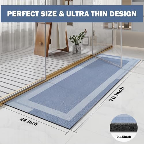 YDKGL Non Slip Bath Mat Long Ultra Thin Bathroom Rugs Runner Fit Under Door