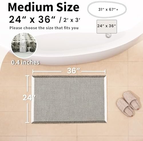 Waffle Bath Mat, Boho Bathroom Rugs Non Slip Washable, 24" x 36"