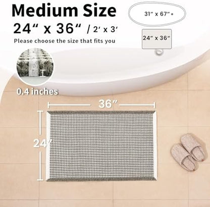 Waffle Bath Mat, Boho Bathroom Rugs Non Slip Washable, 24" x 36"