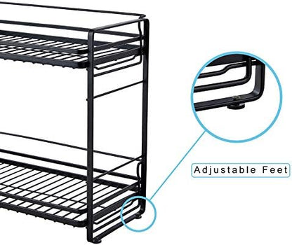 zccz 2-Tier Bathroom Organizer, Ideal as a Kitchen or Bathroom Countertop Organizer - Black Finish Makeup Organizer for Vanity - Black Finish Kitchen and Bathroom Storage Organizer