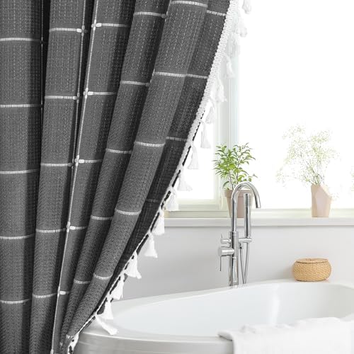 Gibelle Extra Long Boho Farmhouse Shower Curtain for Bathroom 72x84