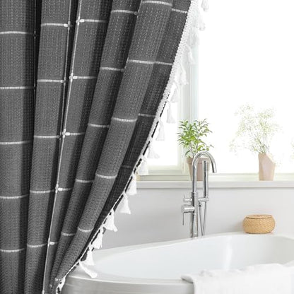 Gibelle Extra Long Boho Farmhouse Shower Curtain for Bathroom 72x84