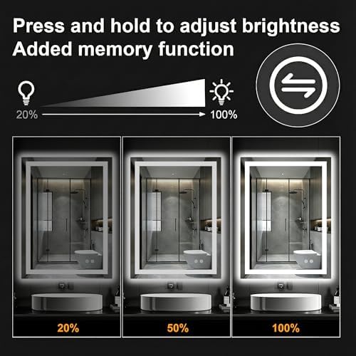 32x24 LED Bathroom Mirror with Lights, Lighted Vanity Mirror for Wall