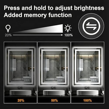 32x24 LED Bathroom Mirror with Lights, Lighted Vanity Mirror for Wall