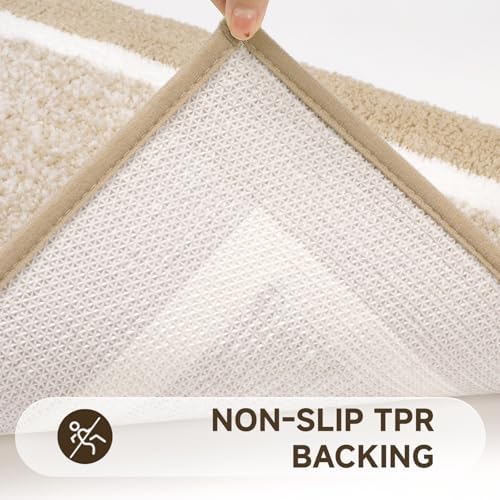 Pauwer Bathroom Rugs Sets 2 Piece, Non Slip Washable Bath Mat, Beige
