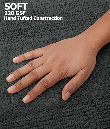 COTTON CRAFT Bath Rugs - 2 Pack Large 20x30 Soft Plush Bath Mats - Charcoal