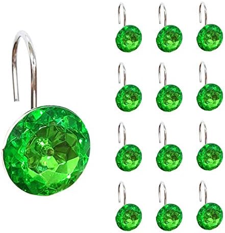 12 Pcs Bling Rhinestones Shower Curtain Hooks Bathroom Rolling Hooks
