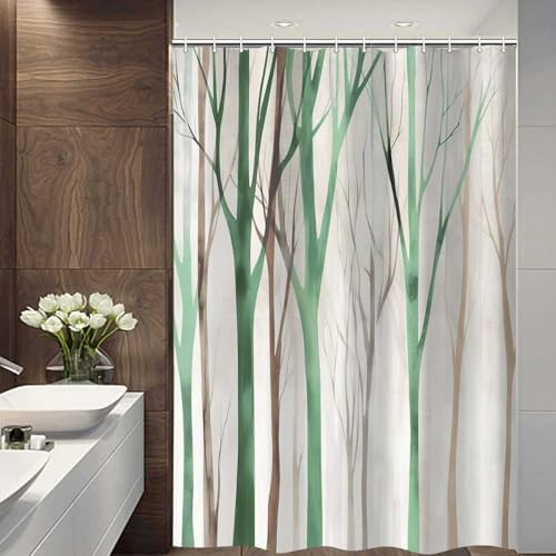 Birch Forest Abstract Shower Curtain Farmhouse Bathroom Decor 72X84 Inch