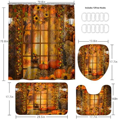 Yddsky Fall Maple Garland House Shower Curtain Sets for Bathroom,72x72 Inch