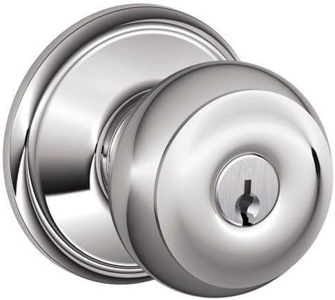 SCHLAGE F51A GEO 625 Georgian Knob Keyed Entry Lock, Bright Chrome 2.3 x 2.8 x 2.8 inches