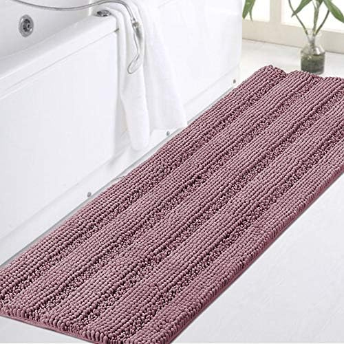 Turquoize Bathroom Runner Rug 17"x47", Soft Absorbent Chenille Bath Rug