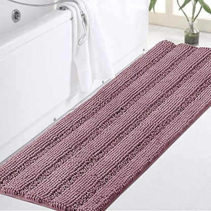 Turquoize Bathroom Runner Rug 17"x47", Soft Absorbent Chenille Bath Rug