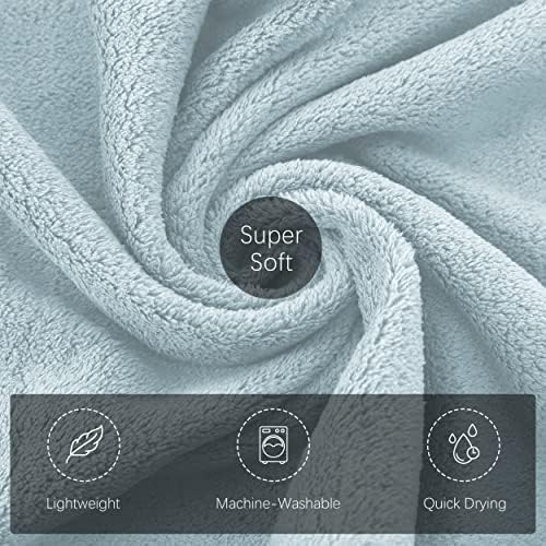 TENSTARS Silk Hemming Bath Towels for Bathroom Clearance - 27 x 55 inches - Light Thin Quick Drying - Soft Microfiber Absorbent Towel for Bath Fitness, Sports, Yoga, Travel, Gym - 2 Pack, Light Teal
