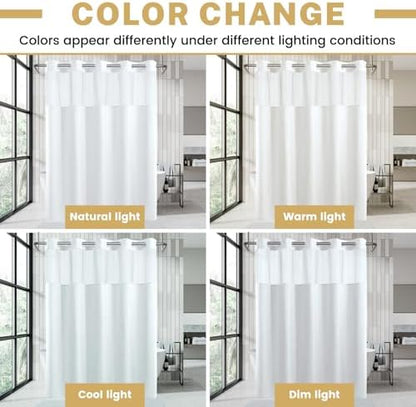 WONICY No Hook Small Shower Curtain with Snap-in Liner, White, 54 x 80