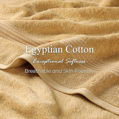 Superior Egyptian Cotton 12-Piece Towel Set, Assorted Towels for Home Bathroom, Guest Bath Decor Essentials, Includes 4 Bath, 4 Hand, 4 Face Towels/Washcloths, Quick Dry, Absorbent - Gold