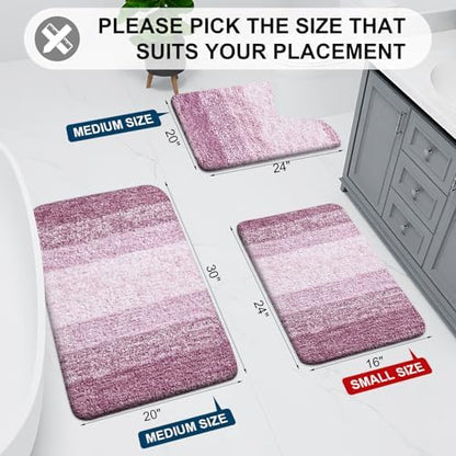 Arotive Microfiber Bathroom Rugs, Shaggy Soft Absorbent Bath Rug, 44x24