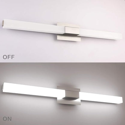 Brushed Nickel Bathroom Light Fixture - Modern LED Vanity Light Bar - 40 inch Bathroom Lighting Fixtures Over Mirror Cool Whtie 6000K