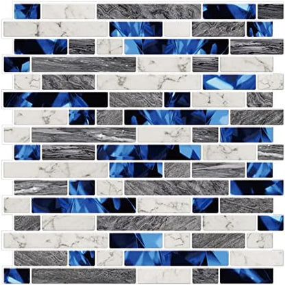 STICKGOO Thicker Design Peel and Stick Tile Backsplash, 12”×12”Stick on Backsplash for Kitchen, Self Adhesive Tile Stickers for Kitchen Backsplash and Bathroom(10 Sheets, Deep Blue)
