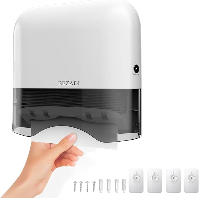 Paper Towel Dispenser,Large Capacity Wall Mount Tissue Dispensers with Smart Lock, Used for Kitchen and Bathroom 300+ Multifold Toilet Paper Holders White