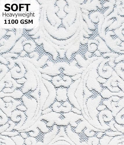 COTTON CRAFT Bath Tub Mat - 2 Pack Sculpted Jacquard Bathroom Mat - Blue