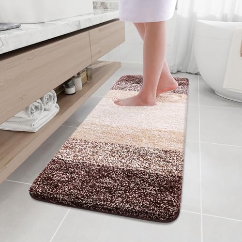 Arotive Microfiber Bathroom Rugs, Shaggy Soft Absorbent Bath Rug, 59x17