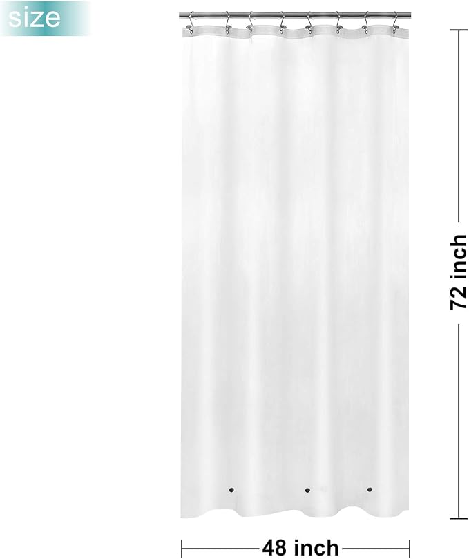 48x72 Stall Size Shower Curtain Liner Frost | 3 Bottom Magnets,8 Rustproof Grommets,Water Proof Heavy Duty PEVA,48W x 72H for Shower Stall Narrow Width