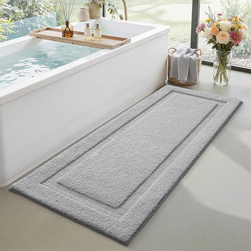 LUMI Ultra Soft Bathroom Runner Rugs, Non Slip Bath Mat 24x60, Grey