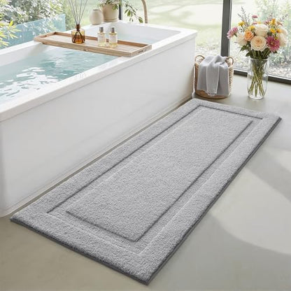 LUMI Ultra Soft Bathroom Runner Rugs, Non Slip Bath Mat 24x60, Grey