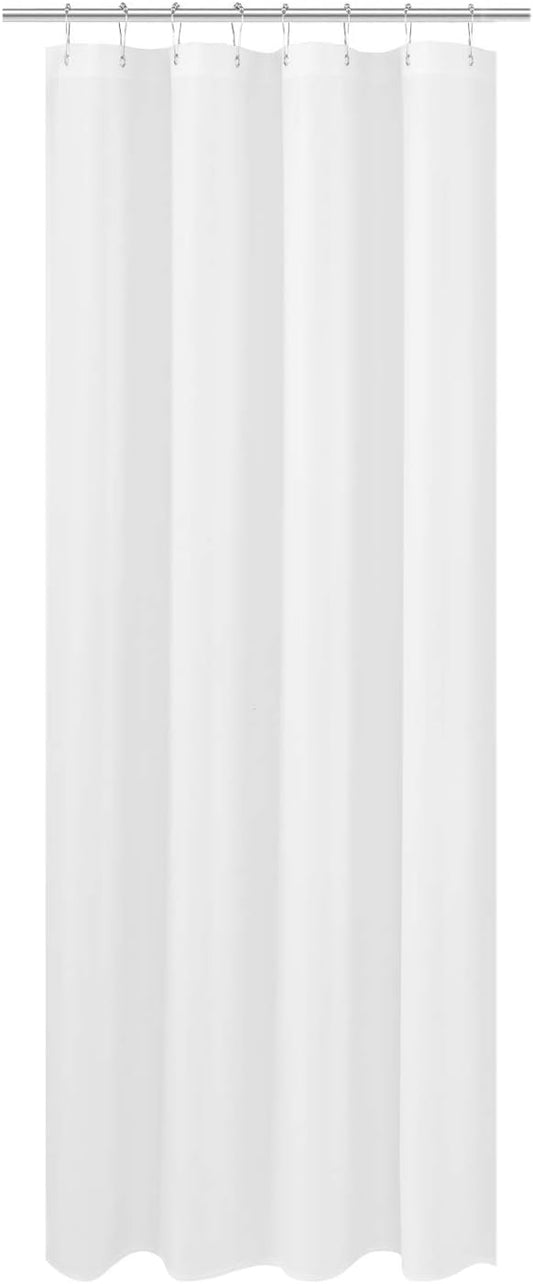 N&Y HOME Fabric Shower Curtain Liner Long Stall Size 48 x 78 inches, Hotel Quality, Washable, Water Repellent, White Bathroom Curtains with Grommets, 48x78