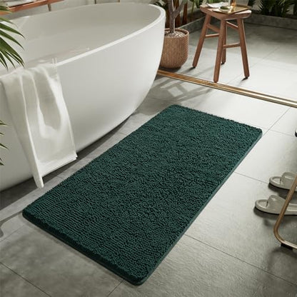 LOCHAS Luxury Bathroom Rug Shaggy Bath Mat 24 x 60 Inch, Hunter Green