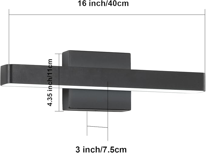 LED Modern Bathroom Vanity Light Fixtures (16-Inch, Cool White 6000K), Modern Acrylic Bathroom Wall Lighting Fixtures for Bathroom Over Mirror, Matte Black