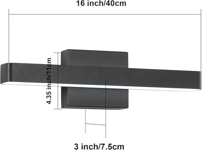 LED Modern Bathroom Vanity Light Fixtures (16-Inch, Cool White 6000K), Modern Acrylic Bathroom Wall Lighting Fixtures for Bathroom Over Mirror, Matte Black
