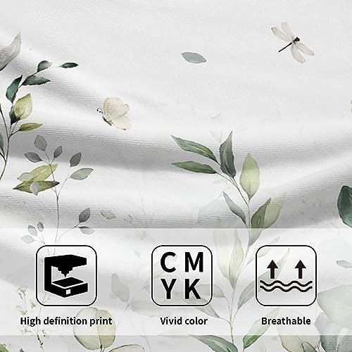 Sage Green Eucalyptus Hand Towels Set of 2 Watercolor Plant Leaves with Floral Fingertip Towels Soft Kitchen Dish Towel for Bathroom Laundry Room Spa Decor