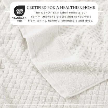 Great Bay Home Hand Towels - 100% Cotton 6 Pack 26x16 Hand Towel Set - Absorbent, Durable, Quick-Dry Towels for Bathroom (Ivory)
