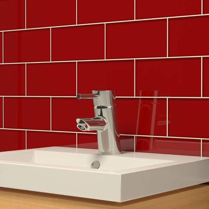 STICKGOO Peel and Stick Subway Tile, Stick on Tiles Backsplash for Kitchen & Bathroom in Red (Pack of 10, Thicker Design)